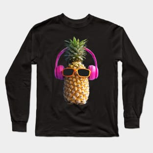 Pineapple with headphones tshirt for music lovers Long Sleeve T-Shirt